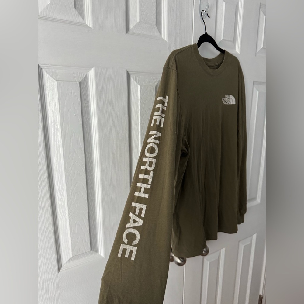 The North Face Olive Green Graphic T Shirt Long Sleeve Crewneck Logo XL GORPcore